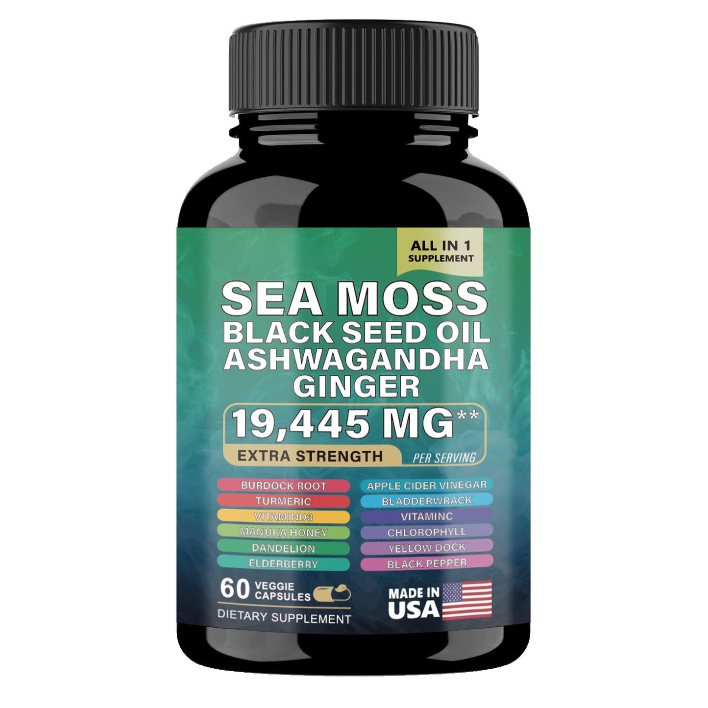 Sea Moss Black Seed Oil Ashwagandha Ginger 19445mg